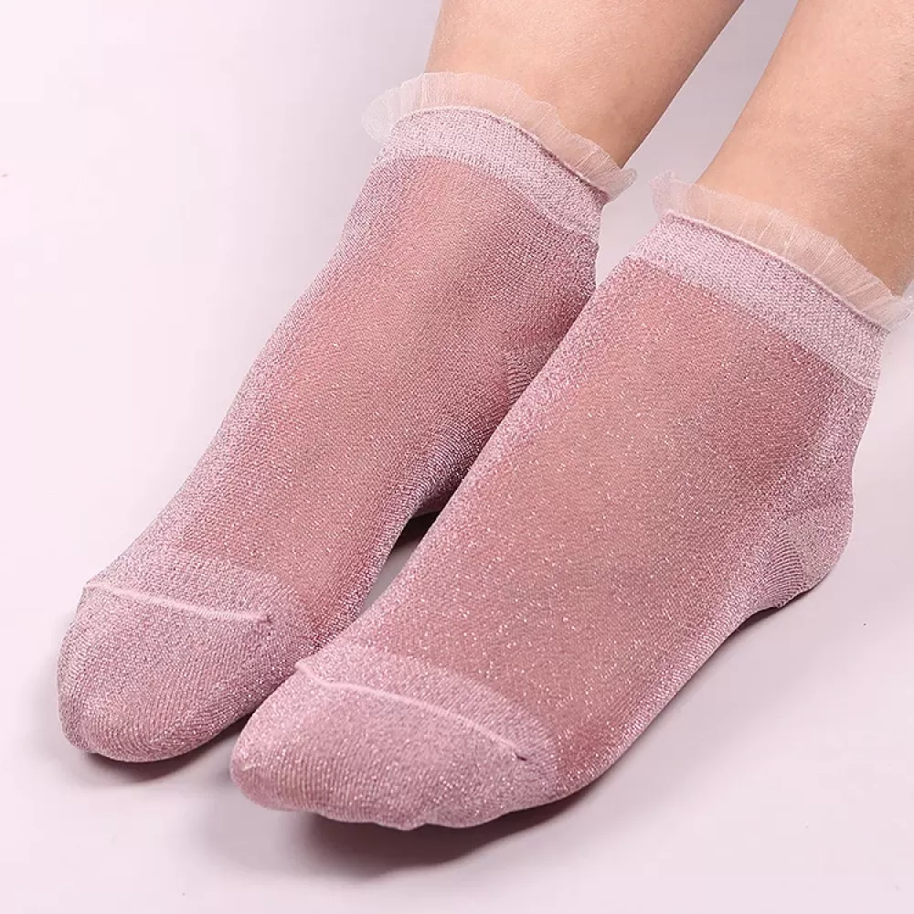 Charming Lace Ruffle Fishnet Ankle Socks – Sheer Elegance & Comfort - Sheer design 6