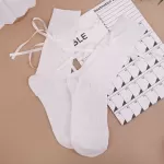 Chic Japanese JK Lolita Bowknot Socks – Sweet, Breathable Mesh Desig - White