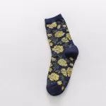 Colorful Peony Flower Cotton Socks – Fashionable Couples’ Harajuku Style - Black