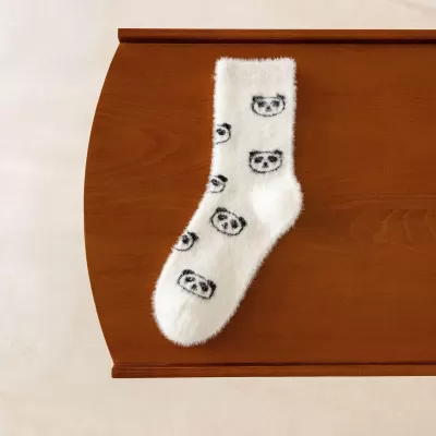 Cozy Mink Velvet Alpaca Printed Socks – Autumn/Winter Comfort - Fuzzy kawaii design 4