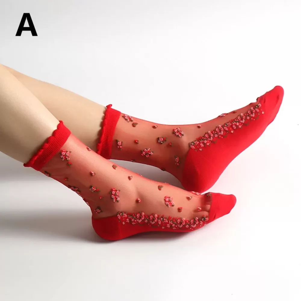 Elegant Silk Lace Transparent Dot Socks – Ultra-Thin Summer Chic - Sheer kawaii design 6