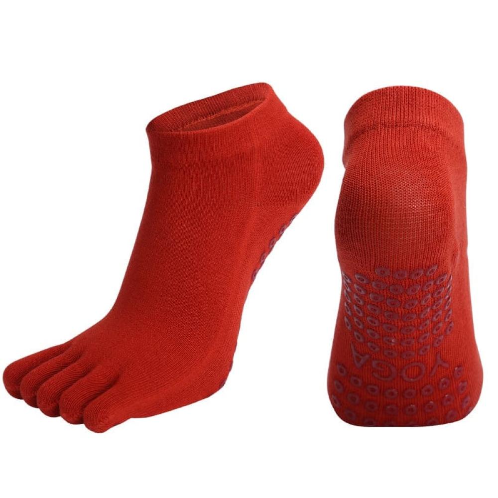 Five-toe Yoga Socks with Anti-Slip Features - Red