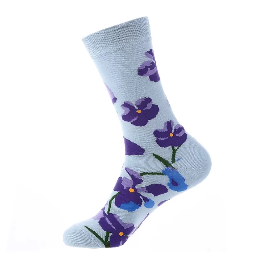 Fresh Japanese Korean Cartoon Flower Socks – Harajuku Kawaii Style - Light Blue