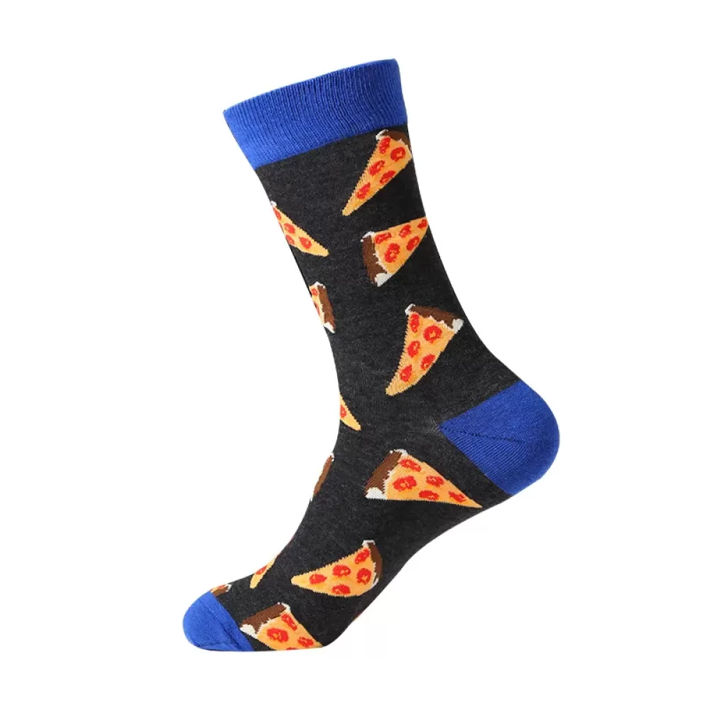 Fruitful Fashion: Vibrant Harajuku Socks - Black pizza