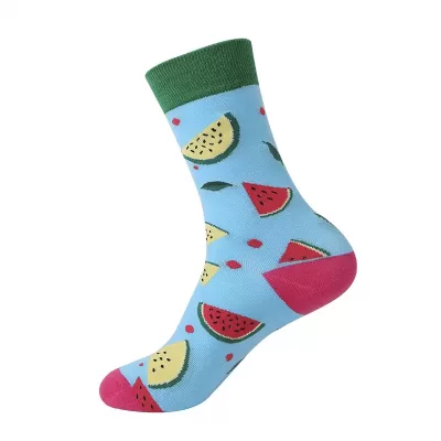 Fruitful Fashion: Vibrant Harajuku Socks - Light blue watermelon