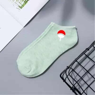 Konoha Crew: Naruto Cartoon Short Boat Socks - Green Naruto design 5