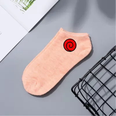 Konoha Crew: Naruto Cartoon Short Boat Socks - Orange Naruto design 7