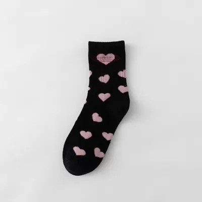 Loving Multiplicity: Black 'Sweet Love' Socks - Many Hearts