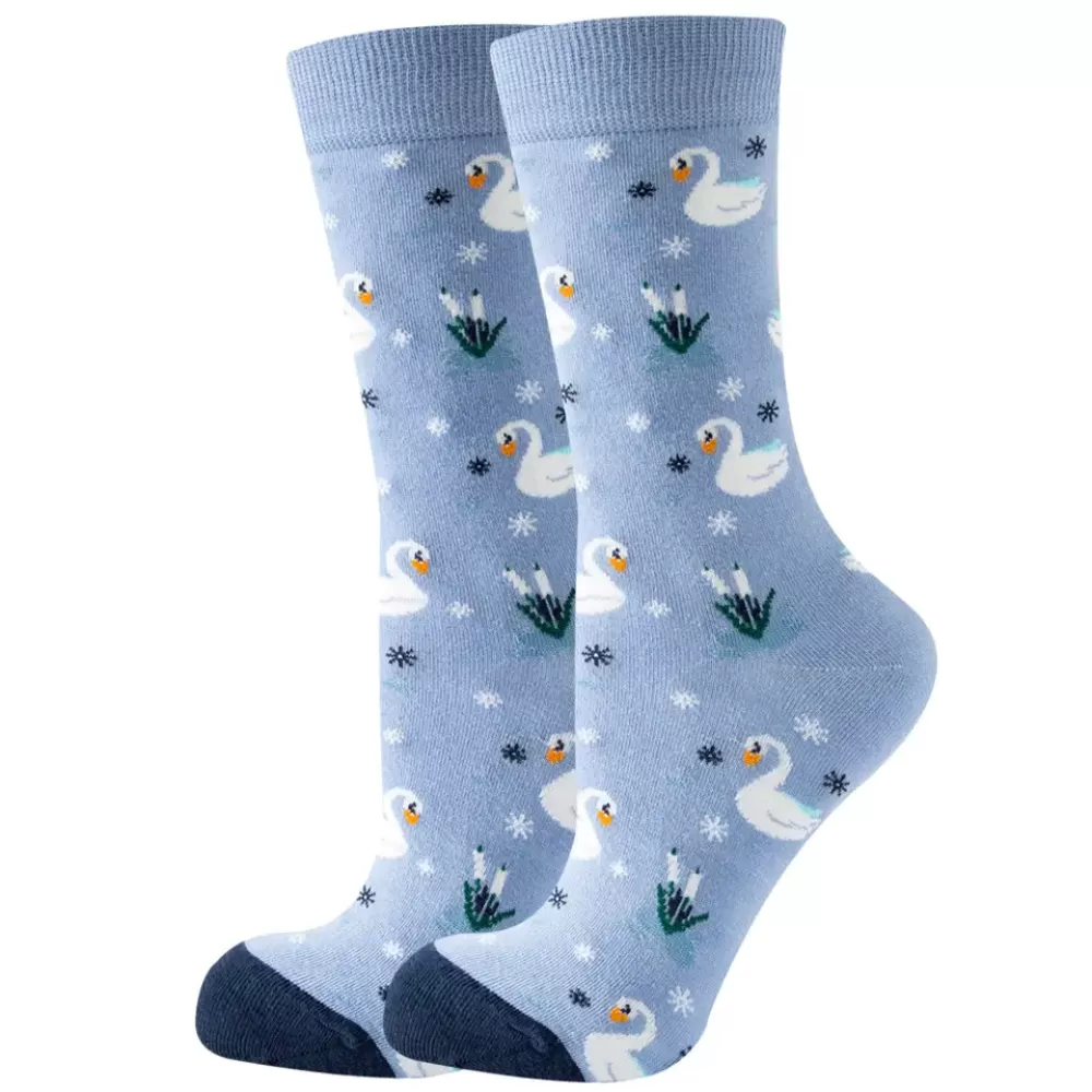 Mystic Rainbow Feathered Swan Colorful Socks Collection