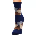 Ocean Purr: Cartoon Cat Socks - Dark Blue