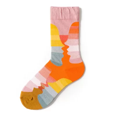 Pink Faces Cozy Combed Cotton Socks - Pink Color