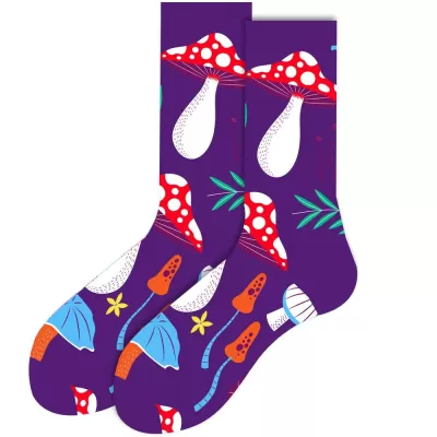 Purple Mushroom Patterned Socks