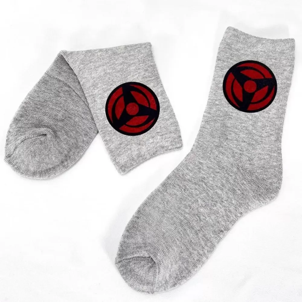 Sharingan Saga: Uchiha-Inspired Comfort Terry Socks - Naruto design 3