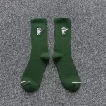 Stellar Embroidered Astronaut Socks – Unisex Cotton Comfort for Couples - Green