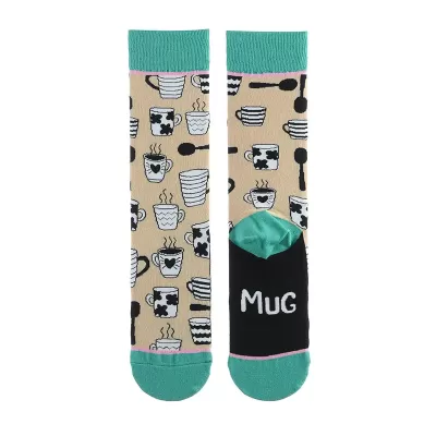 Stylish Coffee-Themed Socks - Beige White-Black