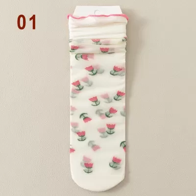 Summer Delight: Transparent Lace Fruit Socks - Design 6