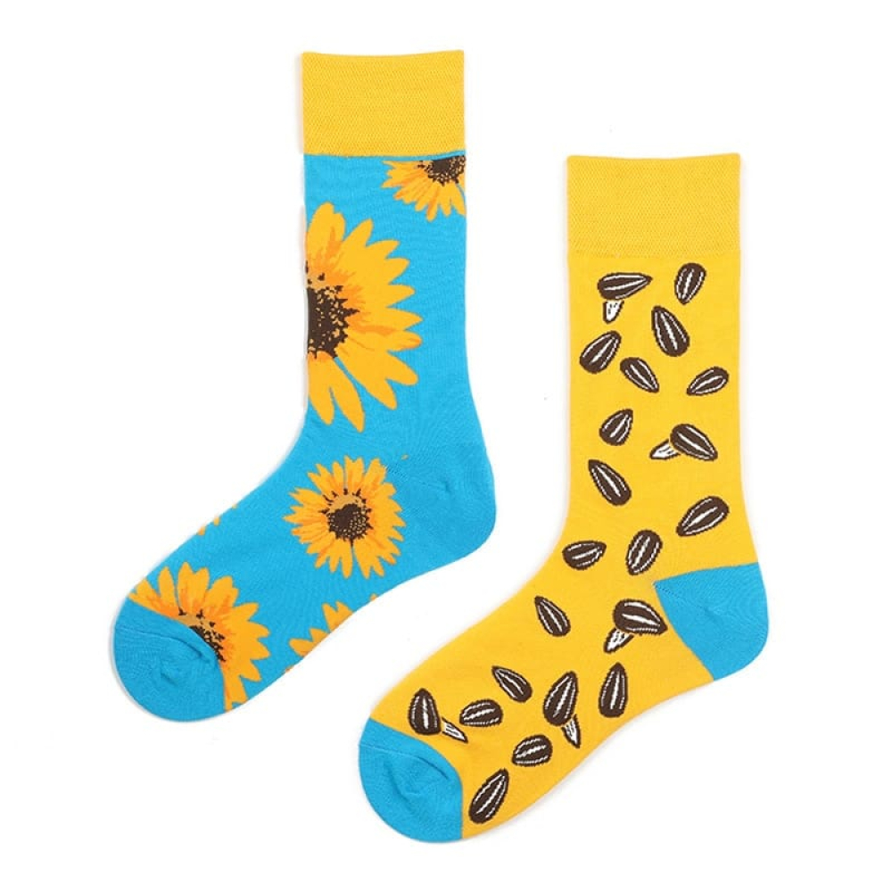 Sunflower Serenade Yellow Floral Crew Socks