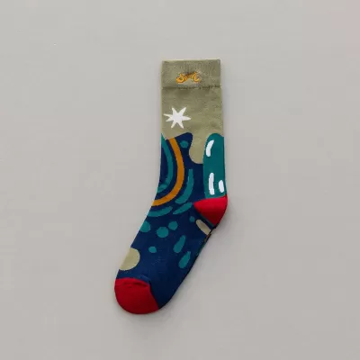 Trendy Graffiti Sports Couple Socks – Letter Embroidery Cotton, Unisex - Art multicolored design 8
