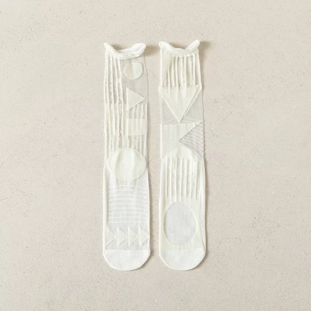 Ultra-Thin Crystal Silk Socks – Harajuku Floral Retro, Summer Chic - Sheer kawaii design 6
