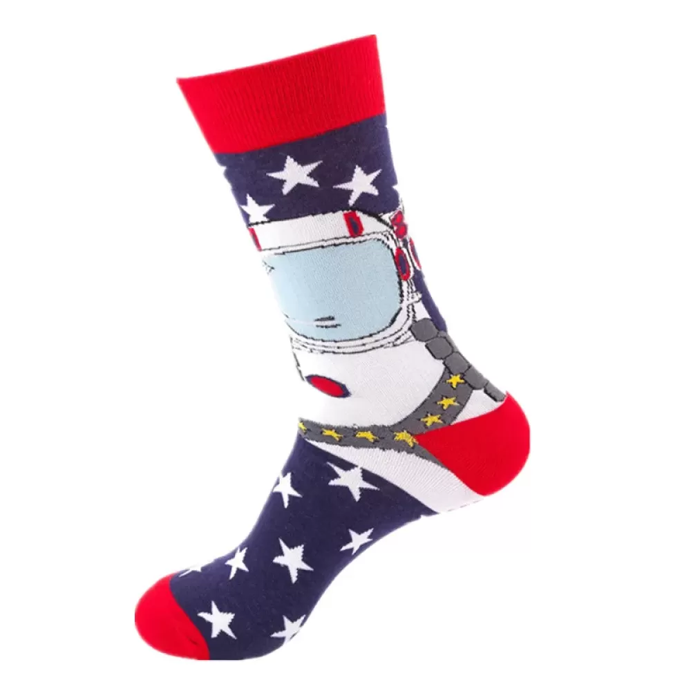 Astronaut Airplane Themed Cotton Socks – Fun Middle Tube Streetwear - Astronaut Socks style 15