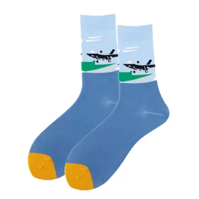 Astronaut Airplane Themed Cotton Socks – Fun Middle Tube Streetwear - Astronaut Socks style 16