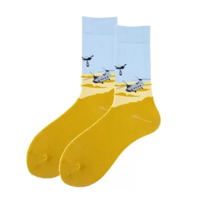 Astronaut Airplane Themed Cotton Socks – Fun Middle Tube Streetwear - Astronaut Socks style 5