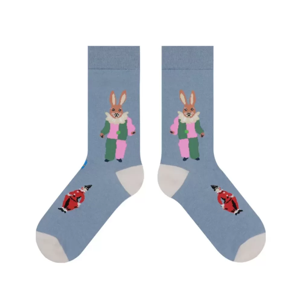 Autumn Animal Cartoon Socks – Cozy Combed Cotton with Cute Rabbit & Cat - Rabbit colorful design 10