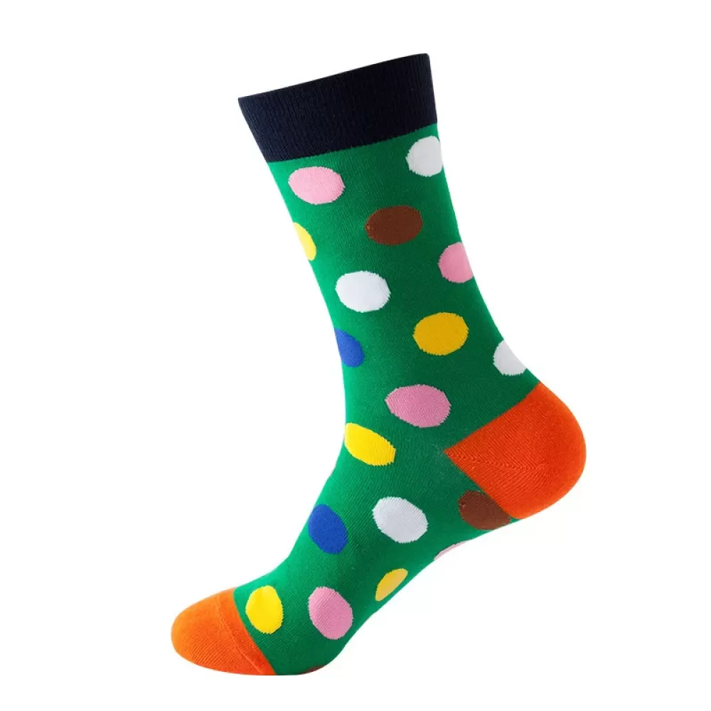 Circle Point Chic: Colorful Harajuku Happy Socks - Green