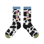 Cow Spots Combed Cotton Socks – Fun & Childlike, Perfect for Girls - Black