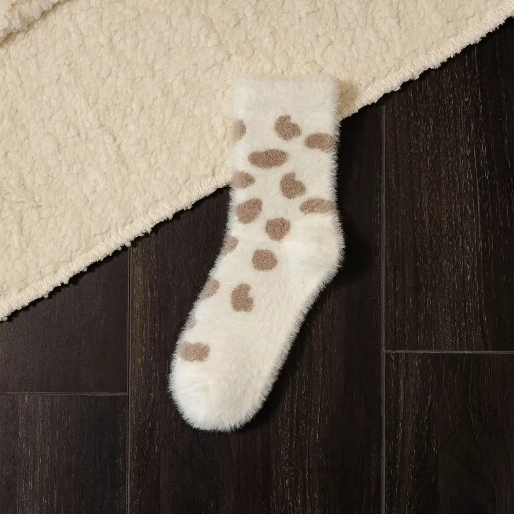 Cozy Mink Velvet Alpaca Printed Socks – Autumn/Winter Comfort - Fuzzy kawaii design 3