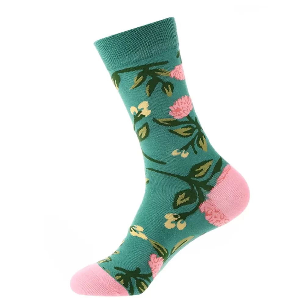 Fresh Japanese Korean Cartoon Flower Socks – Harajuku Kawaii Style - Green