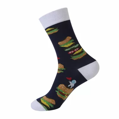 Fruitful Fashion: Vibrant Harajuku Socks - Black hamburger