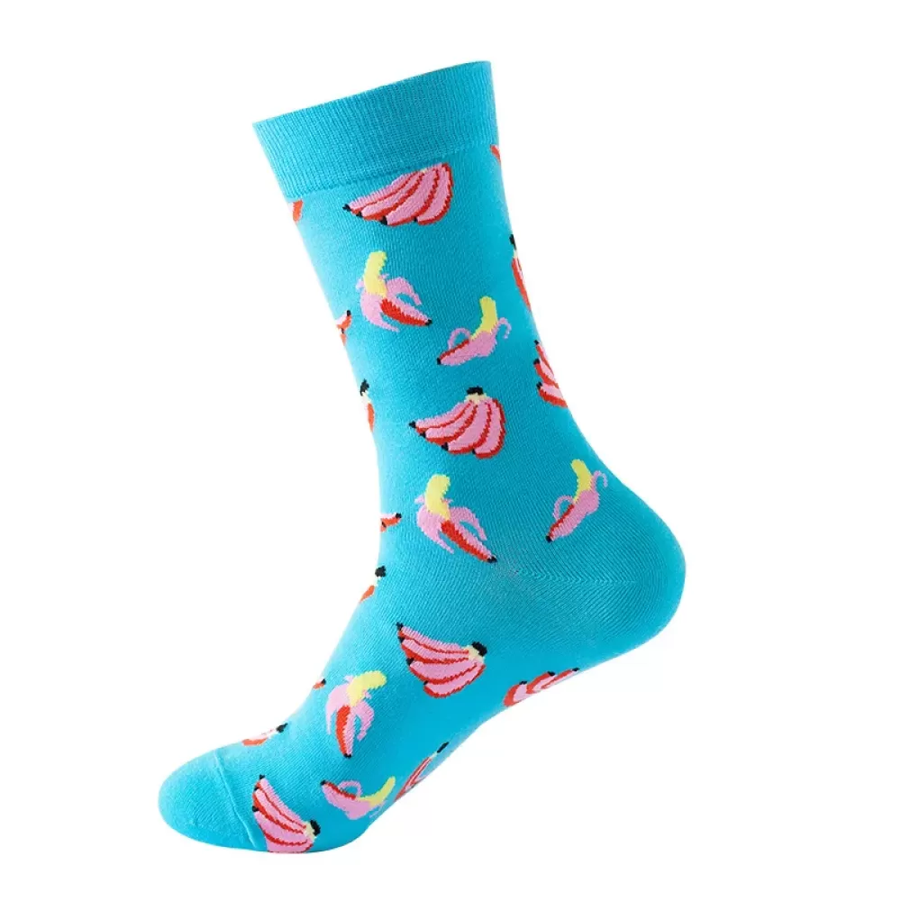 Fruitful Fashion: Vibrant Harajuku Socks - Blue banana