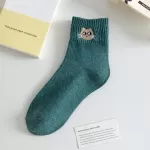 Green Gaze: Cat Embroidered Socks