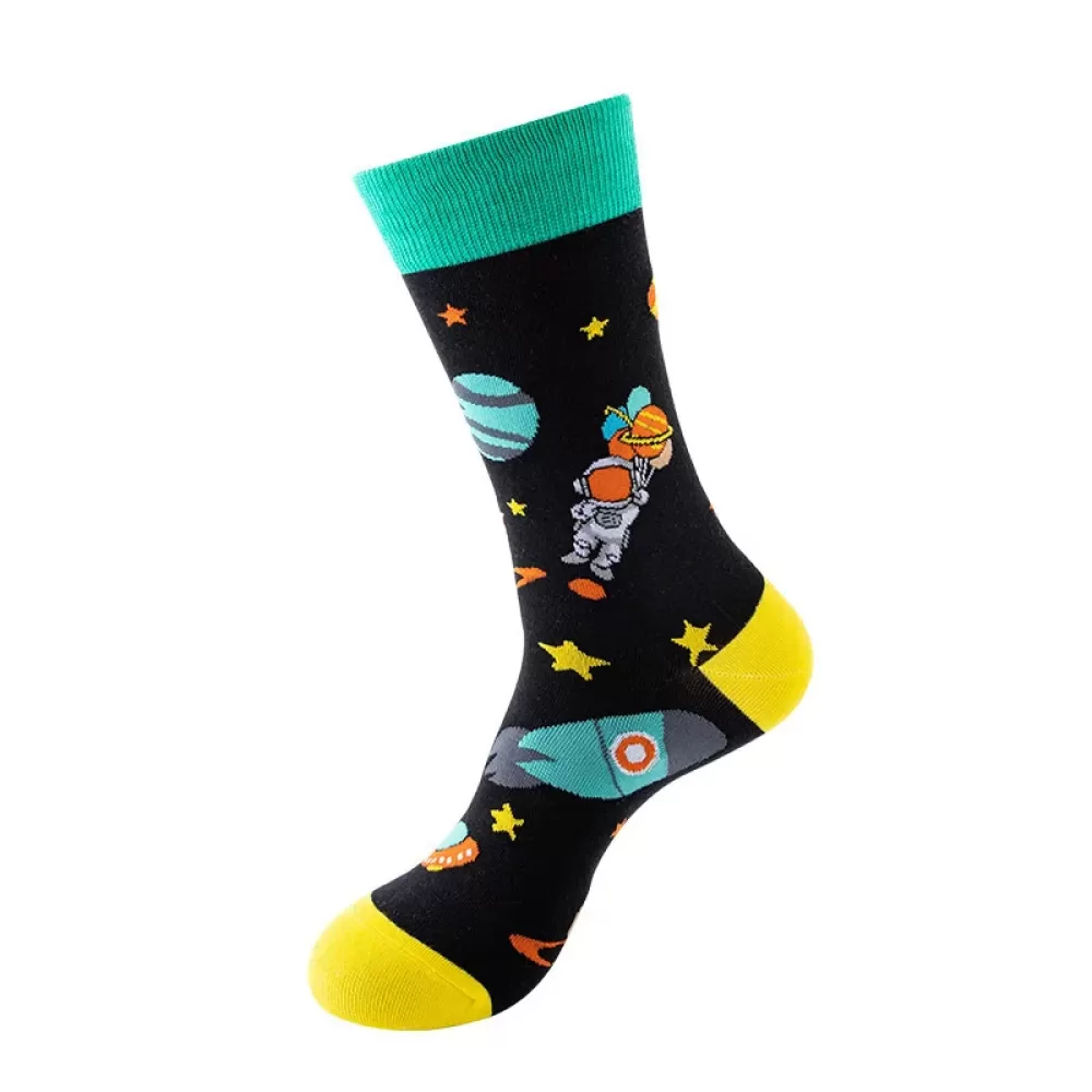 Harajuku Cartoon Astronaut Socks - Blue