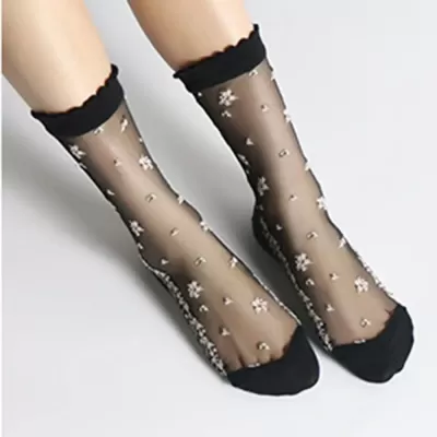 Harajuku Striped Crystal Glass Silk Socks – Ultrathin Transparency for Summer - Kawaii sheer design 14