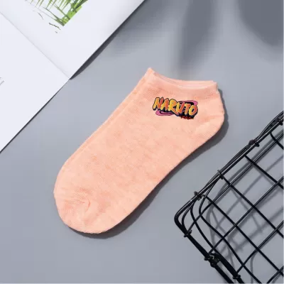 Konoha Crew: Naruto Cartoon Short Boat Socks - Orange Naruto design 6