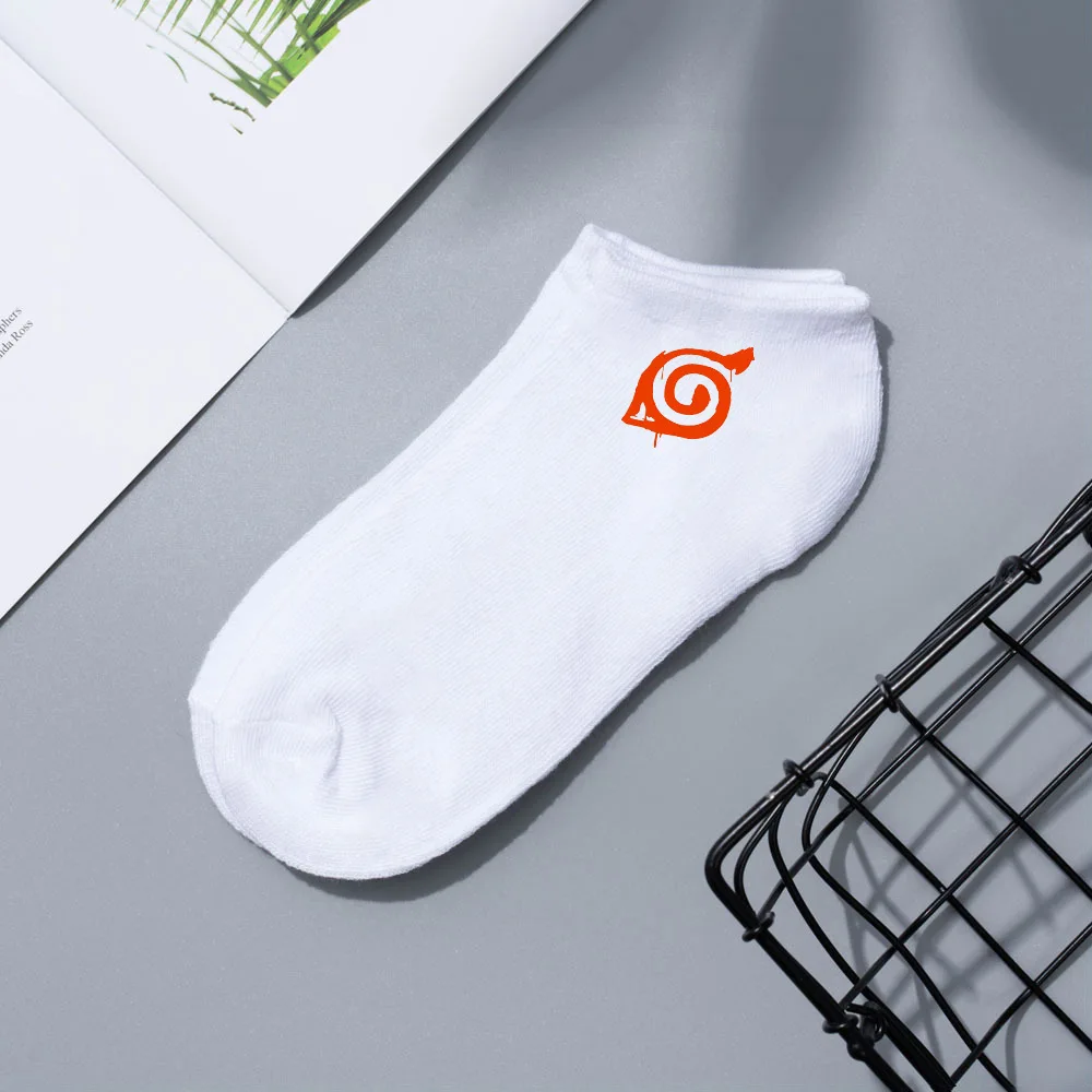 Konoha Crew: Naruto Cartoon Short Boat Socks - White Naruto design 7