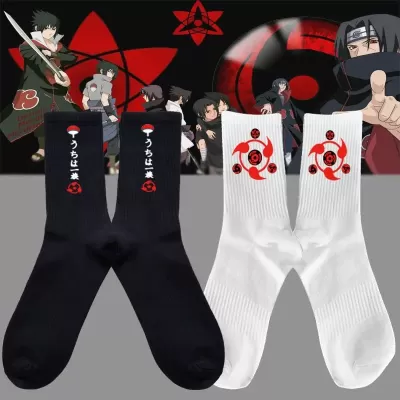 Ninja Warmth: Naruto Autumn Winter Kawaii Stockings Socks - Black-White Anime design 2