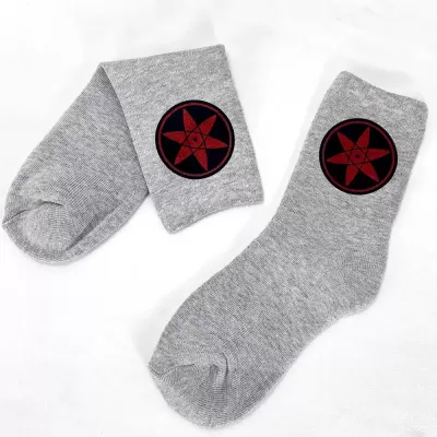 Sharingan Saga: Uchiha-Inspired Comfort Terry Socks - Naruto design 2