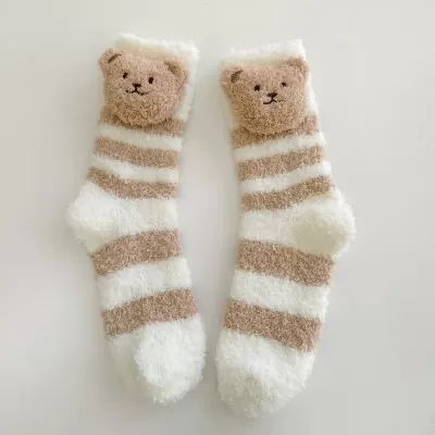 Snuggle Bear: Women’s Cute Coral Fleece Bear Socks for Winter Warmth - Bear cool design 6