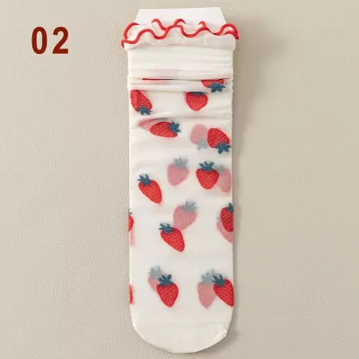 Summer Delight: Transparent Lace Fruit Socks - Design 5