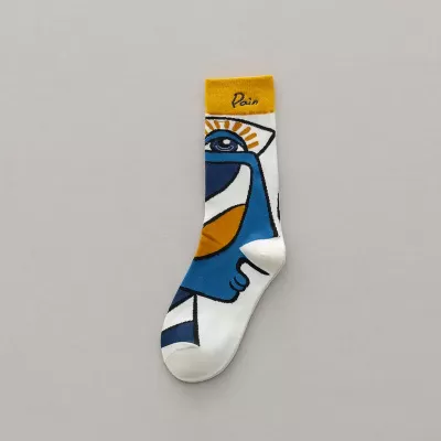 Trendy Graffiti Sports Couple Socks – Letter Embroidery Cotton, Unisex - Art multicolored design 2