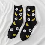 Urban Jungle: Whimsical Panda Fruit Print Socks - Black