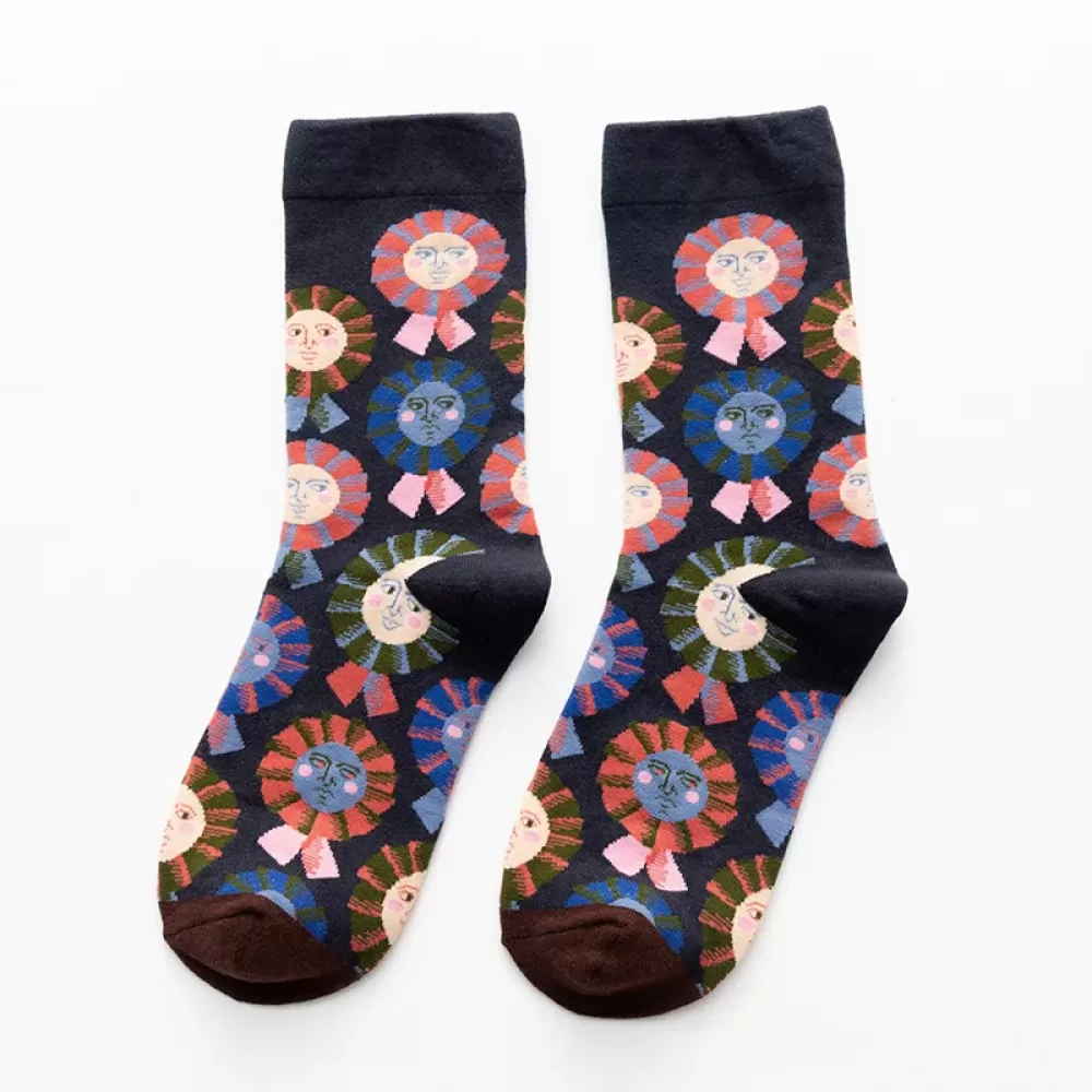 Artistic Feet: Van Gogh Inspired Combed Cotton Socks - Art colorful design 6