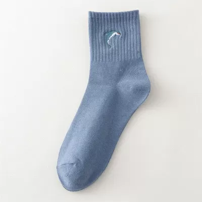 Charming Dolphin Embroidery Socks – Harajuku Style - Blue