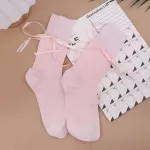 Chic Japanese JK Lolita Bowknot Socks – Sweet, Breathable Mesh Desig - Pink