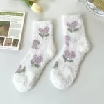 Cozy Coral Fleece Japanese Kawaii Socks – Perfect for Autumn/Winter Warmth - White