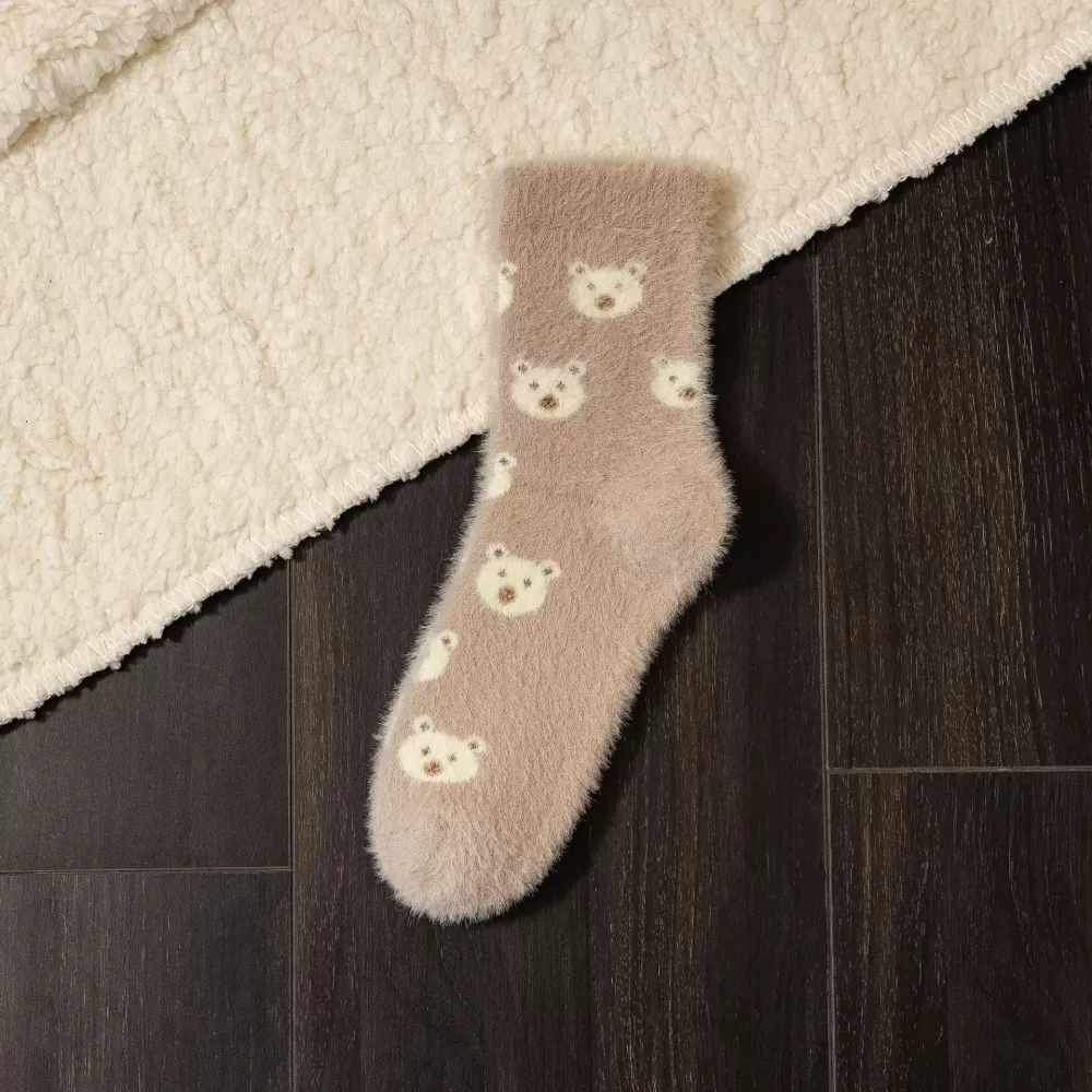 Cozy Mink Velvet Alpaca Printed Socks – Autumn/Winter Comfort - Fuzzy kawaii design 2