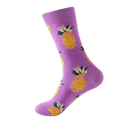 Fruitful Fashion: Vibrant Harajuku Socks - Purple pineapple